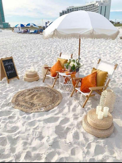 VINTAGE CREAM BEACH/ PATIO UMBRELLA