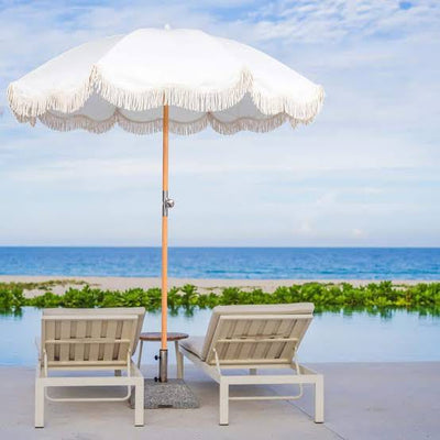 VINTAGE CREAM BEACH/ PATIO UMBRELLA