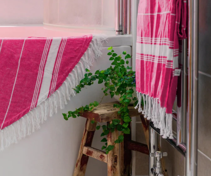 Pink Turkish Beach Towel by Nicola Spring