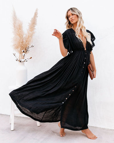 Summer Boho Cover up Dress Black