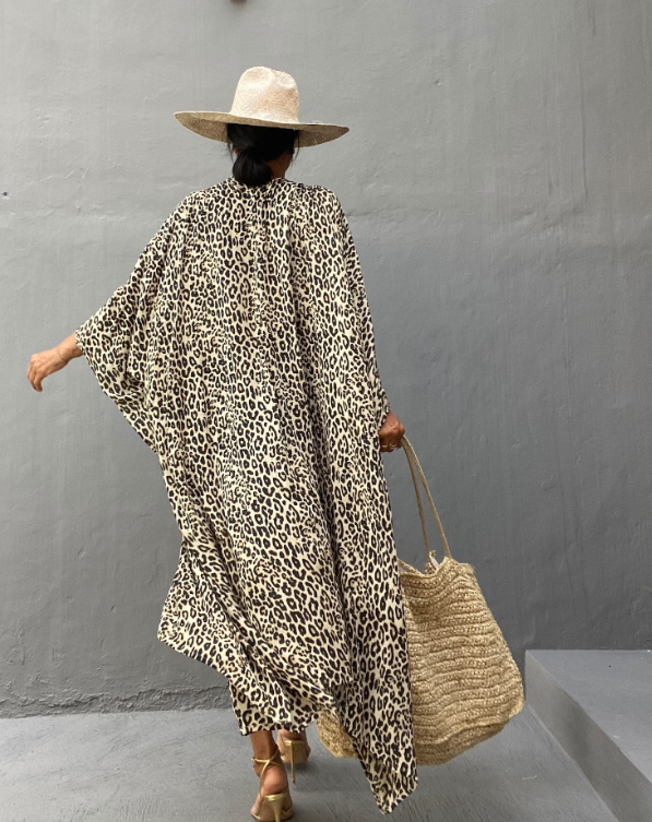Leopard Hand Printed Kimono Cover up