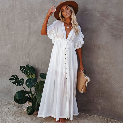 Summer Boho Cover Up Dress White