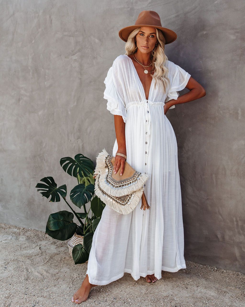 Summer Boho Cover Up Dress White